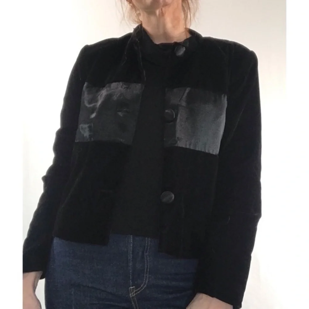 Vintage Petra Black Velvet Crop Jacket